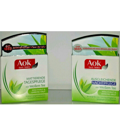 AOK Weißem Tee Tagespflege 50ml+Nachtpflege 50ml Gratis 100 ml