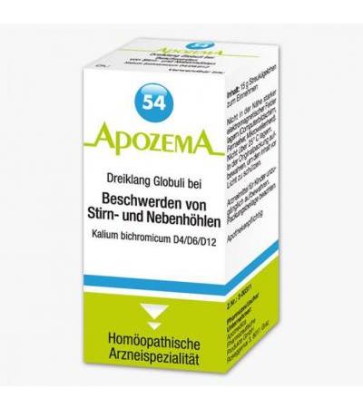 Apozema Dreiklang Globuli bei Beschwerden von Stirn- und Nebenhöhlen Nr. 54 (Kalium bichromicum D4/D6/D12) 15 g