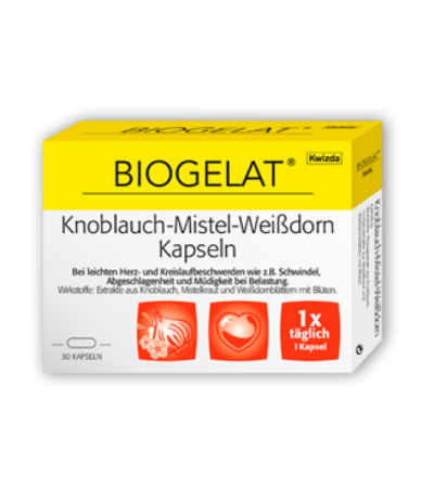 BIOGELAT KNOBLAUCH-MISTEL-WEISSDORN Kapseln 90 Stk.