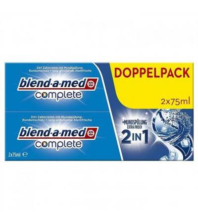 Blend a med Complete + Mundspülung Extra Frisch 2in1 Zahnpasta Doppelpack 2x75ml 2 Stk.