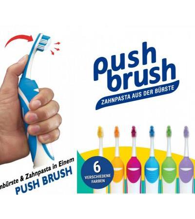 Push Brush Zahnbürste mit Zahnpasta im Griff 1 Stk.